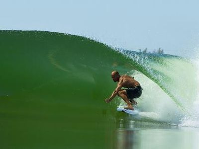 Kelly Slater tests his new wave machine in Lemoore, California
