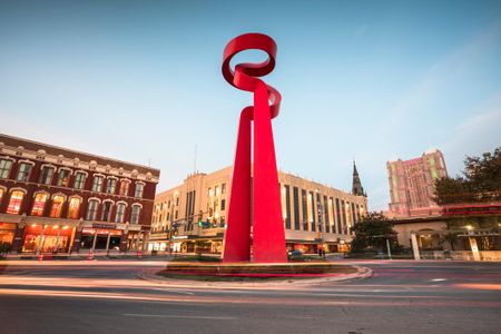 The Torch of Friendship is a 65-foot, 45-ton steel sculpture near San Antonio's River Walk.