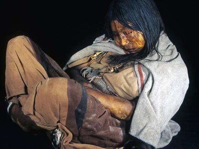 An Incan mummy found at Mount Llullaillaco, Argentina, in 1999, which was used in the study