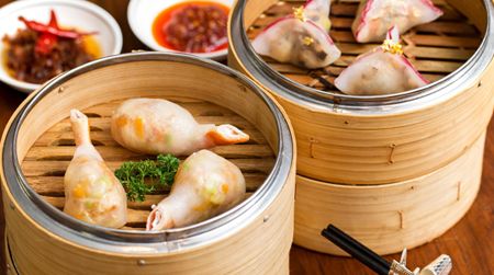 Crab leg and imperial fungus dim sum