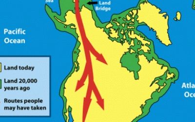 The migration paths that may have brought people across the Bering Strait Land Bridge.
