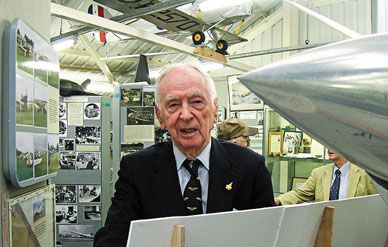 Eric Brown at the Berkshire Aviation Museum. (Homepage photo: His 1969 Royal Navy Portrait)