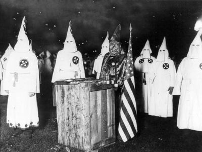 A Chicago rally of the Ku Klux Klan in the early 1920s

