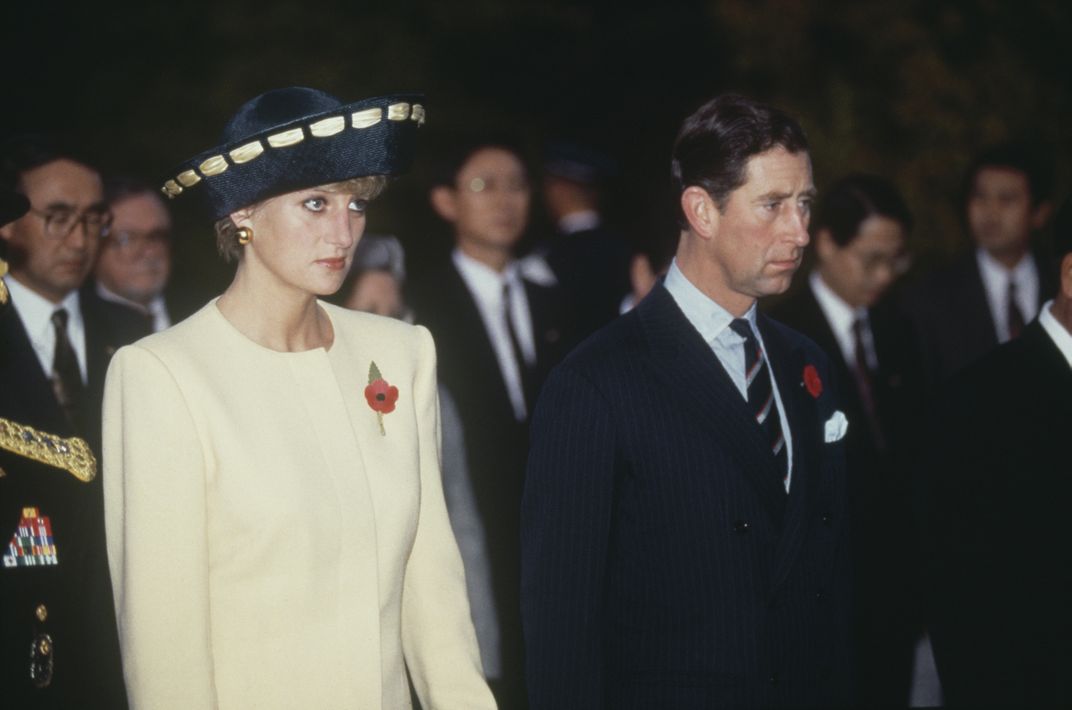 Charles and Diana visit the National Cemetery in Seoul, South Korea, on November 2, 1992.