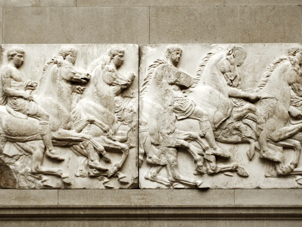 Close-up of Elgin Marbles on view at the British Museum