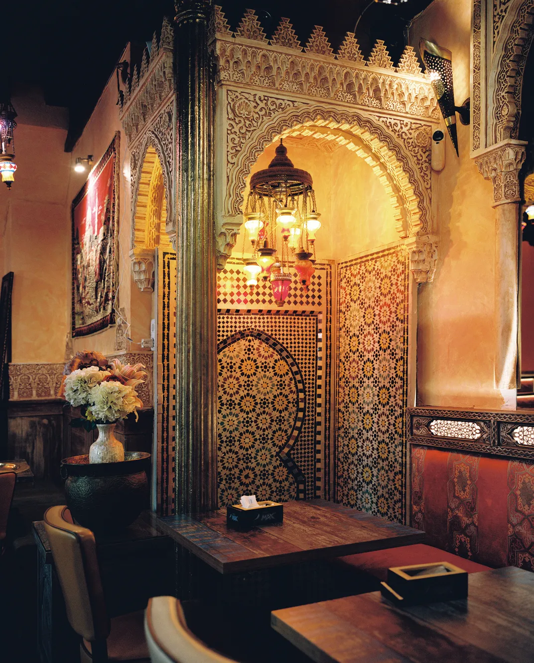 the interior of a Moroccan restaurant