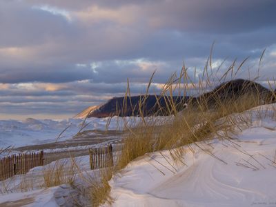Winter on Empire Beach, a popular tourist destination at Sleeping Bear Dunes National Lakeshore