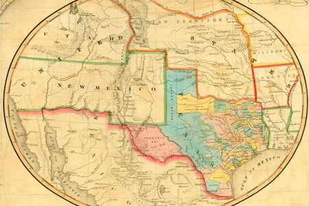 An 1851 map of the United States shows Texas and the New Mexico, Utah and Indian Territories. 