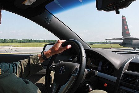 The driver tailing the U-2 is himself a U-2 pilot.
