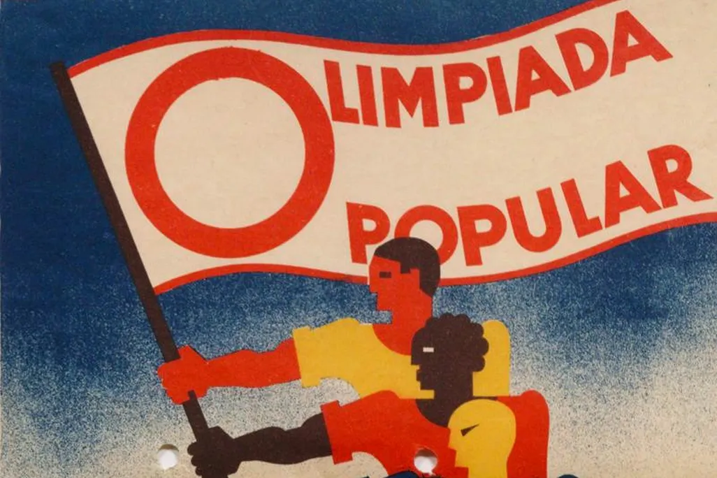 Close-up of poster advertising the People's Olympiad