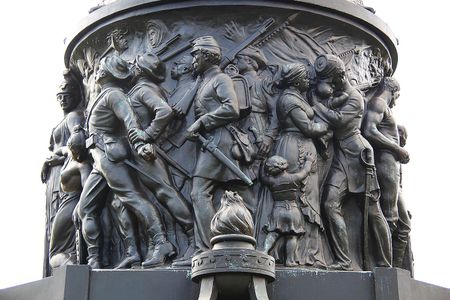 Looking at the east frieze of the Confederate Monument at Arlington National Cemtery in Arlington, Virginia, in the United States