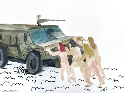Ukrainian artist Kinder Album&#39;s &quot;Ukrainians Will Resist&quot; is one of a variety of new artworks by Ukrainian artists being exhibited at the upcoming Venice Biennale.