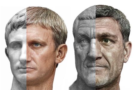 Composite portraits of Augustus (left) and Maximinus Thrax (right)
