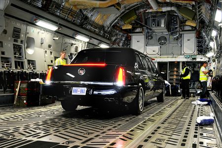 Embargo: 11 Jul 09, 0001 GMT
090708-F-6286F-026
Airmen from the 621st Contingency Response Wing at McGuire AFB, N.J. assist aircrew personnel in offloading a Presidential Limousine from a C-17 GLobemaster at Kotoka International Airport July 8, 2009, at Accra, Ghana. The Airmen were among more than 150 Airmen, Sailors and Marines in Ghana and Sailors aboard the USS Iwo Jima who make up a task force supporting President Obama�s visit July 10 and 11. 
The mission is being conducted by 17th Air Force, also known as Air Forces Africa, at Ramstein Air Base, Germany. Seventeenth Air Force is the air component for U.S. Africa Command. The task force is providing aerial port and aircraft maintenance teams, along with forward communications, early warning and air domain safety and security elements to support the President�s visit, his first to the African continent since taking office in January. In addition to supporting the visit, members are working with their Ghanaian counterparts to strengthen the partnership between the two nations. (U.S. Air Force photo by Staff Sgt. Jerry Fleshman)