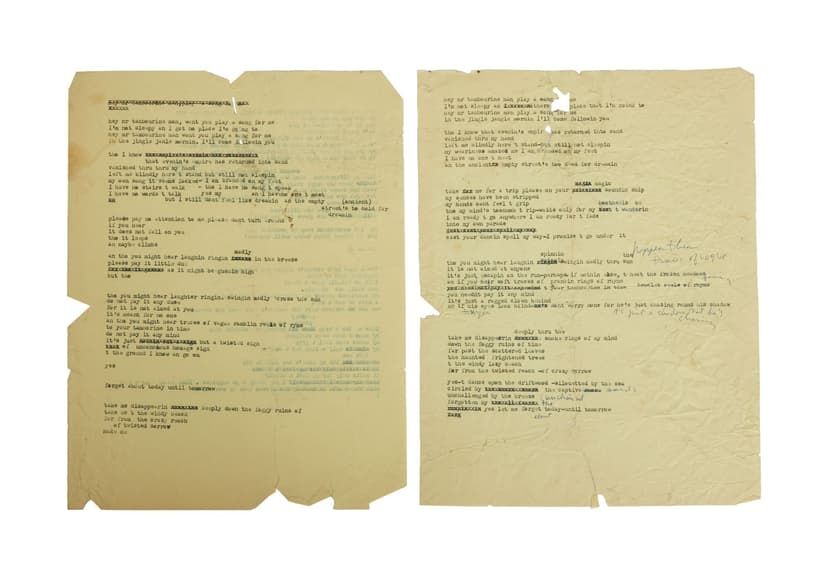 Draft of Bob Dylan Lyrics