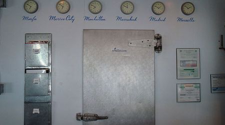 A restaurant's refrigerator is the perfect place to spend some private time.