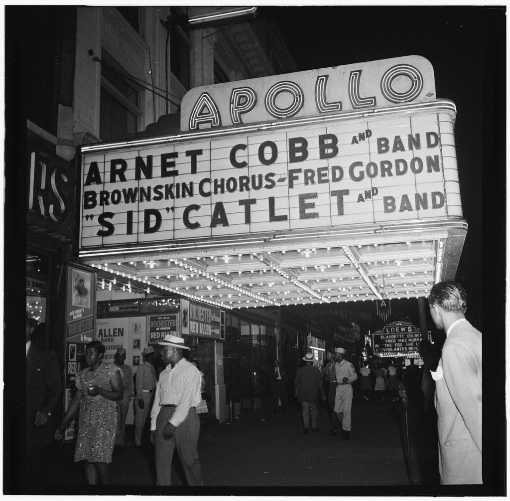 The Apollo Theater marquee between 1946 and 1948