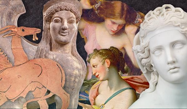 Illustration of five female monsters from Greek mythology (mobile)