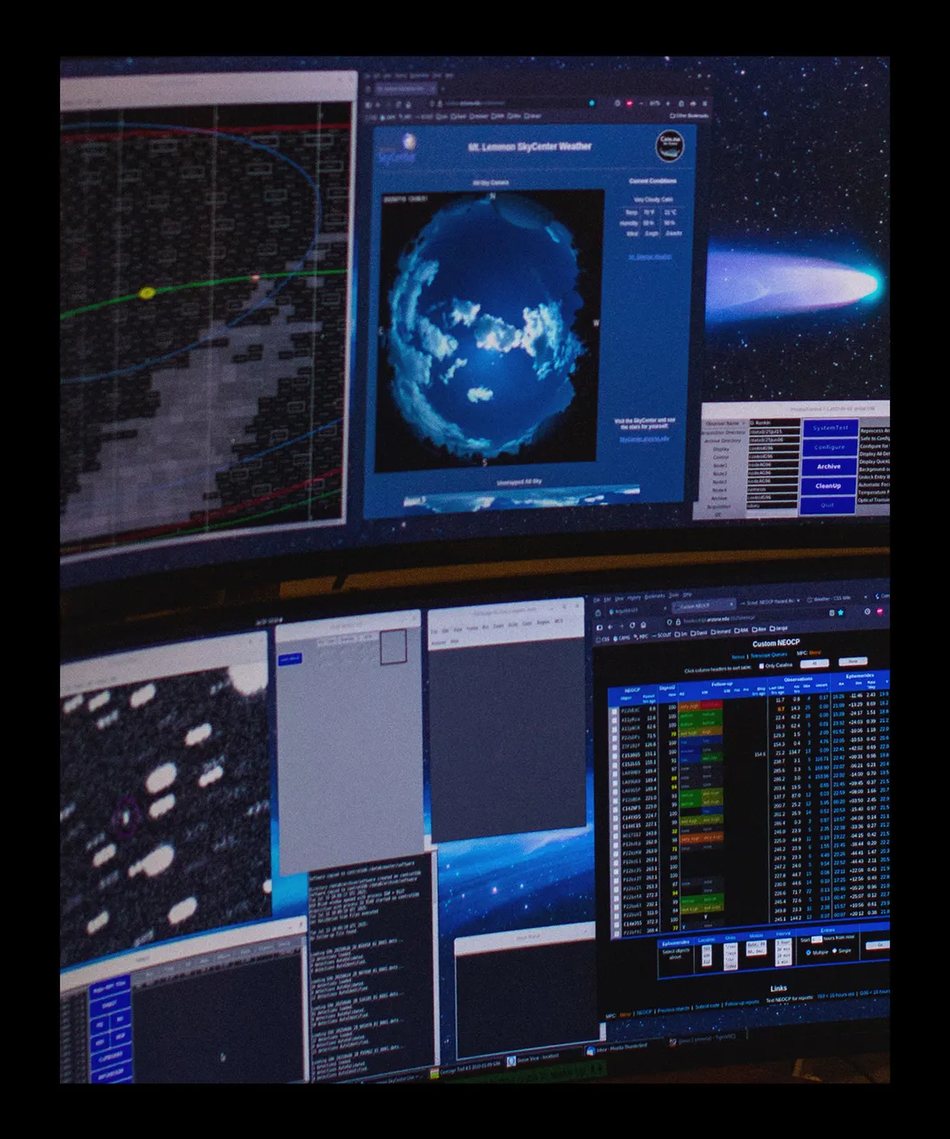 a view of multiple windows of data on the computer screen