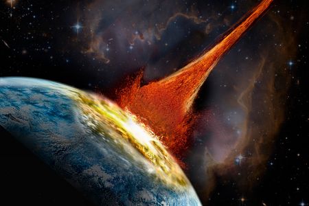 An artist's rendition of an asteroid impact. 