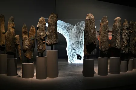 Components of Seahenge, or Holme I, were displayed at the British Museum in 2022.