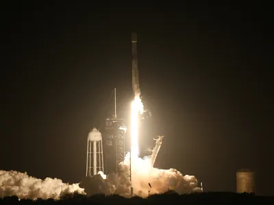 A SpaceX rocket carrying 125 miniature moon sculptures by Jeff Koons launched at 1:05 a.m. on February 15.