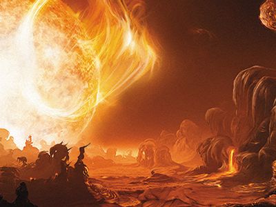 An artist places us on the surface of Gliese 876 d