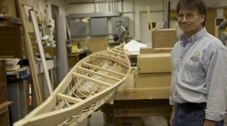 Exhibit Specialist Stoy Popovich is building a traditional Greenland Kayak for an upcoming exhibition at the National Museum of Natural History