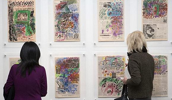 Looking at works on paper by Nam June Paik at SAAM. 