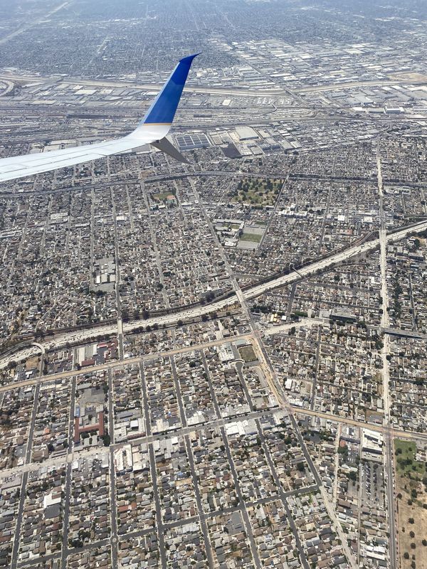 City view airplane photo Los Angeles thumbnail