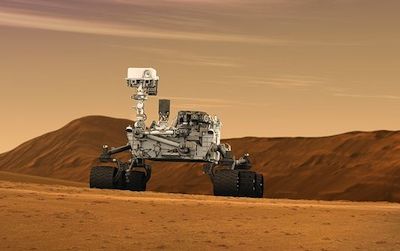 An artist’s rendering of Curiosity, the rover that is currently exploring Gale Crater on Mars. Learn about the rover from the scientist in charge of its mission this Tuesday at the Air and Space Museum.