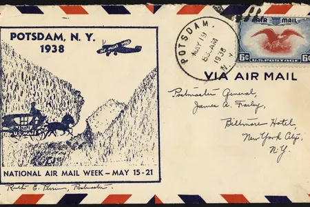 Postmaster Farley did his part to promote airmail on its 20th anniversary. 