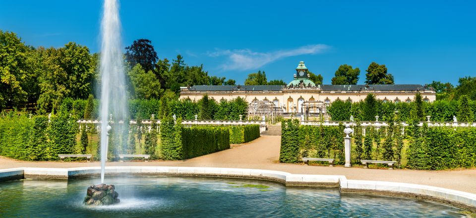  Formal gardens enhance the Bildengalerie Palace at Sanssouci in Potsdam, outside Berlin. 