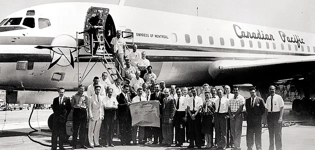 The flight and ground crews for the DC-8 supersonic run included flight test engineer Richard H. Edwards