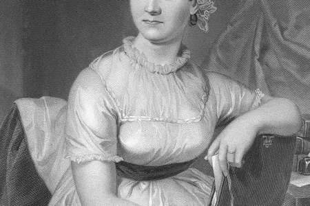 A re-engraving of the best-known picture of Jane Austen, the "memoir portrait," based on a drawing by her sister Cassandra.