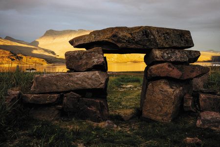The remnants of a Viking barn still stand at what had been the settlement of Gardar.