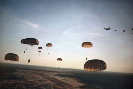 U.S. paratroopers drop into Grenada