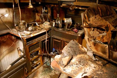 This meth lab diorama entitled "Black Acid Co-op" [installation view] was displayed in 2009 by Jonah Freeman and Justin Lowe. 