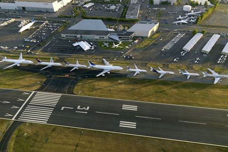 Boeing arranges a family portrait of its 7-series airliners.