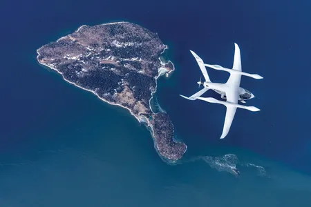 Last March, during a flight from Beta Technologies’ test facility in Plattsburgh, New York, the all-electric ALIA 250 quietly crossed over Providence Island, Lake Champlain, and the state line to land in Burlington, Vermont.