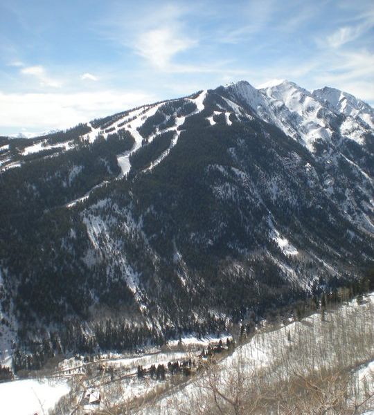 after snowshoeing to the top of Buttermilk Mountain in Aspen, Colorado