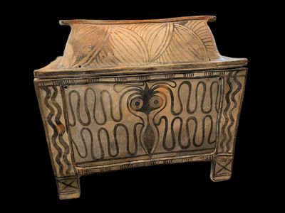 Found among Steinhardt&#39;s stolen artifacts was the Larnax, a small chest that was used to store human remains. Dated to between 1200 and 1400 B.C.E., the chest originated on the island of Crete.