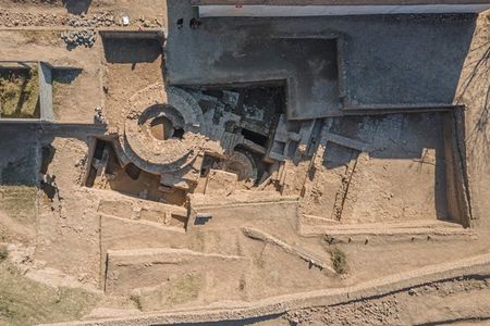 Ruins of a 2,000-year-old Buddhist temple, one of the oldest discovered in Pakistan's Gandhara region.