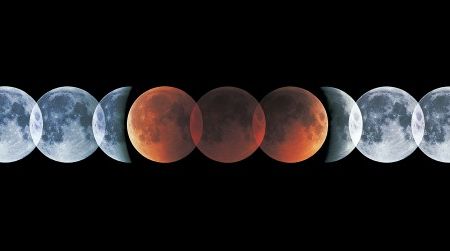 A lunar eclipse turns the moon reddish brown