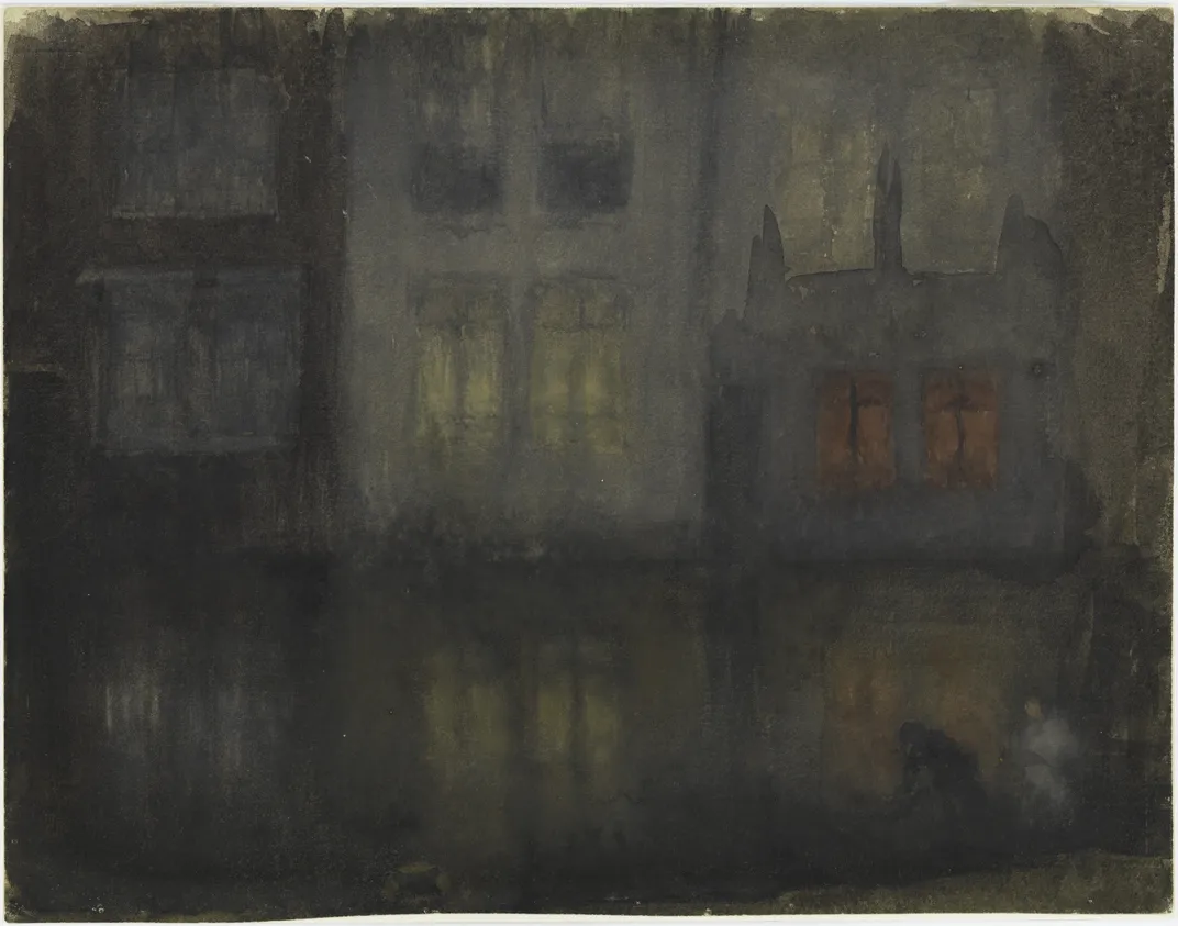 Nocturne: Black and Red–Back Canal, Holland, James McNeill Whistler, 1882