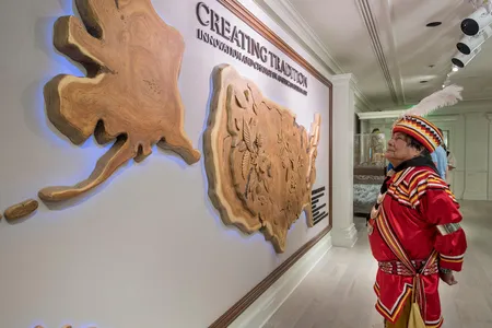 Seminole Indian medicine man and rainmaker, Bobby Henry, visits the Walt Disney World Resort gallery exhibition "Creating Tradition: Innovation and Change in American Indian Art" in The American Adventure pavilion at Epcot. 