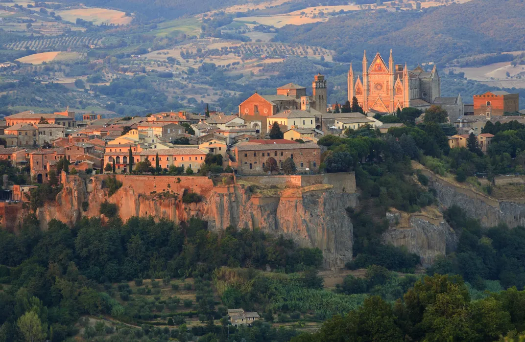 The Etruscan town of Orvieto, sitting high above the Umbrian plain