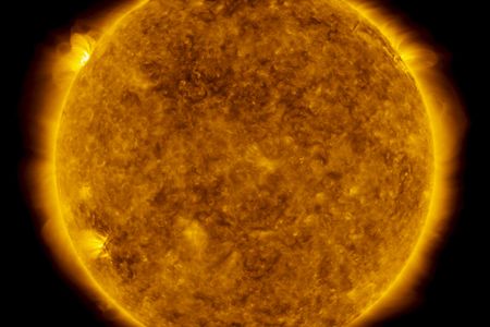 A new cluster of sunspots, visible in the top left part of the image, might indicate a new period of activity for the sun.