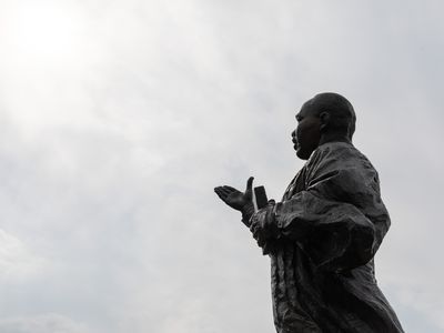 The upper portion of a statue depicting Martin Luther King Jr. at MacGregor Park in Houston on November 28, 2024