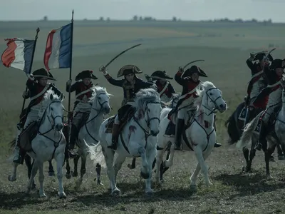 A still from the upcoming film Napoleon, which dramatizes the ambitious military commander and emperor&#39;s rise and fall